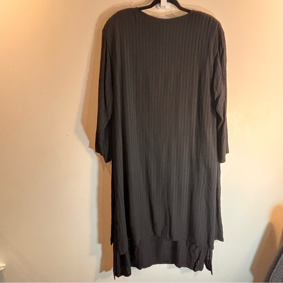 KALIYANA Sz S Oversized Dress Two Layer Patch Side Slits Textured Stripes - Picture 12 of 14